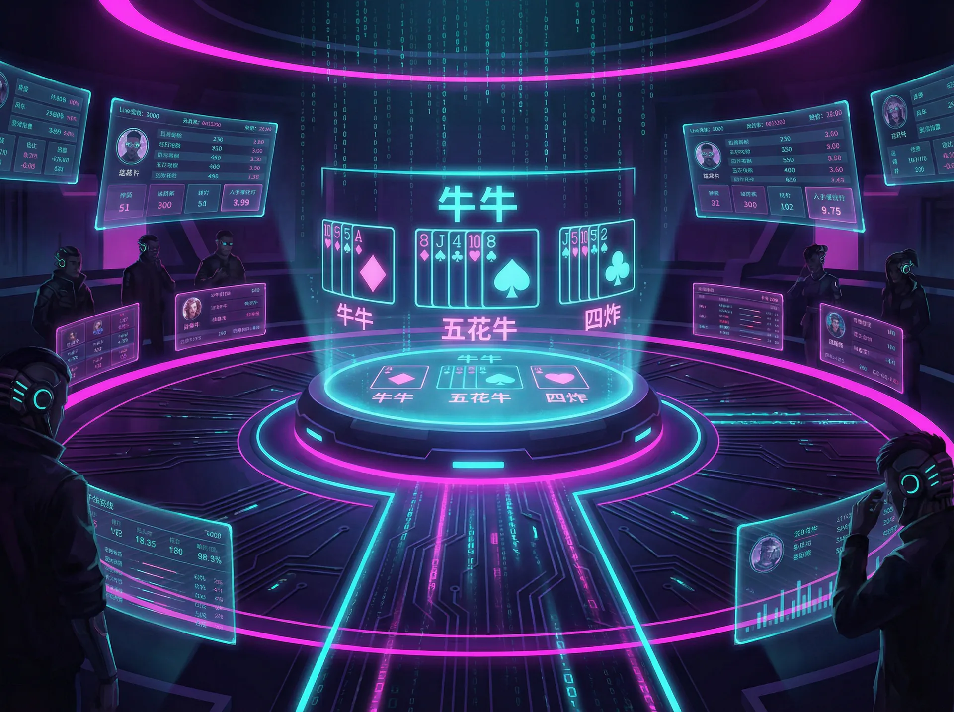 开元棋牌抢庄牛牛数据竞技场赛博朋克场景