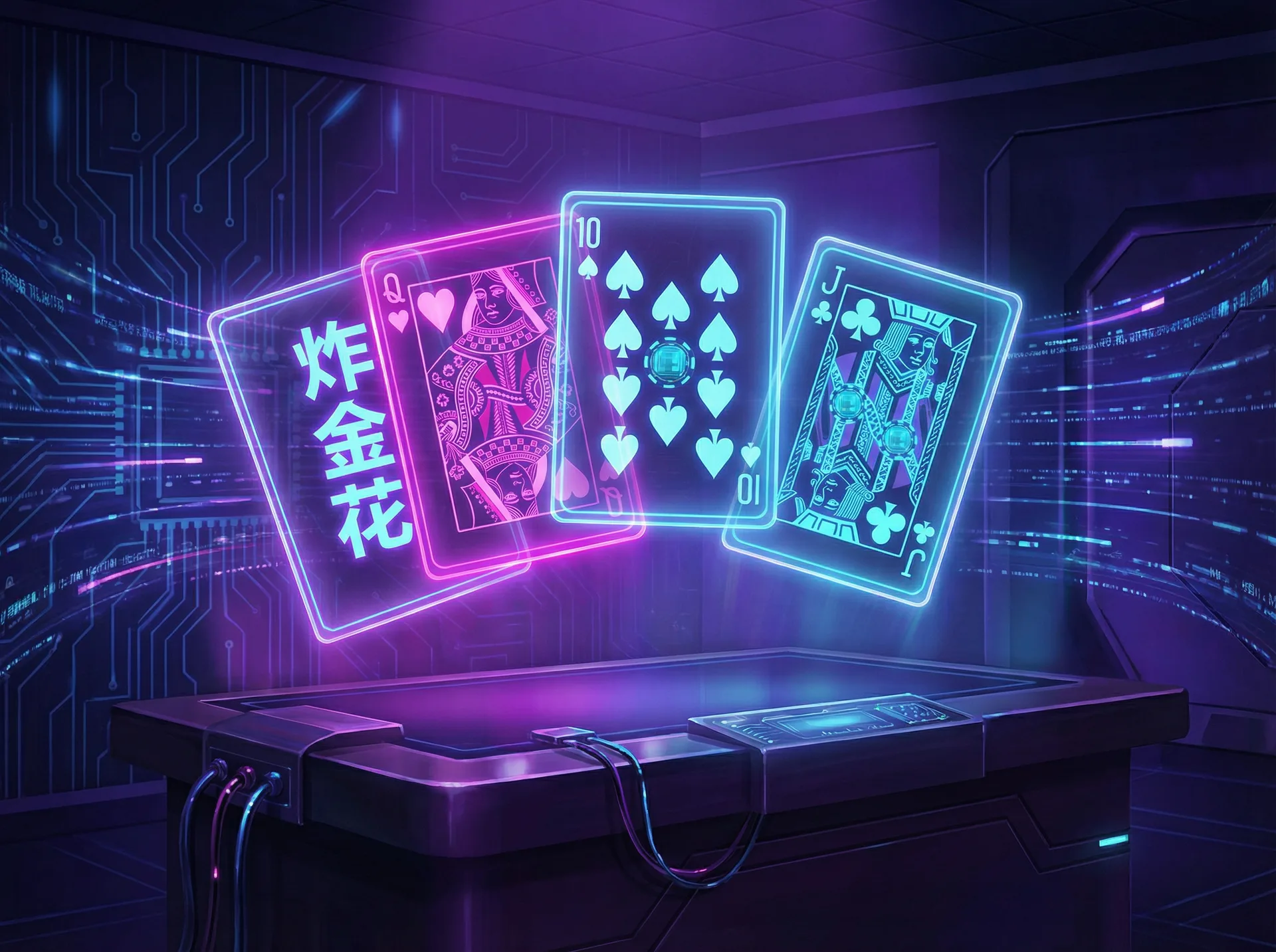开元棋牌炸金花赛博对决霓虹场景